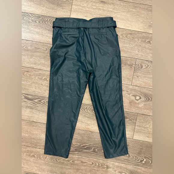 Cleo green faux leather paper bag pants with belt SZ 12 - Picture 6 of 8